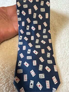 🎁3 for $30 - Classic Navy Playing Cards Necktie